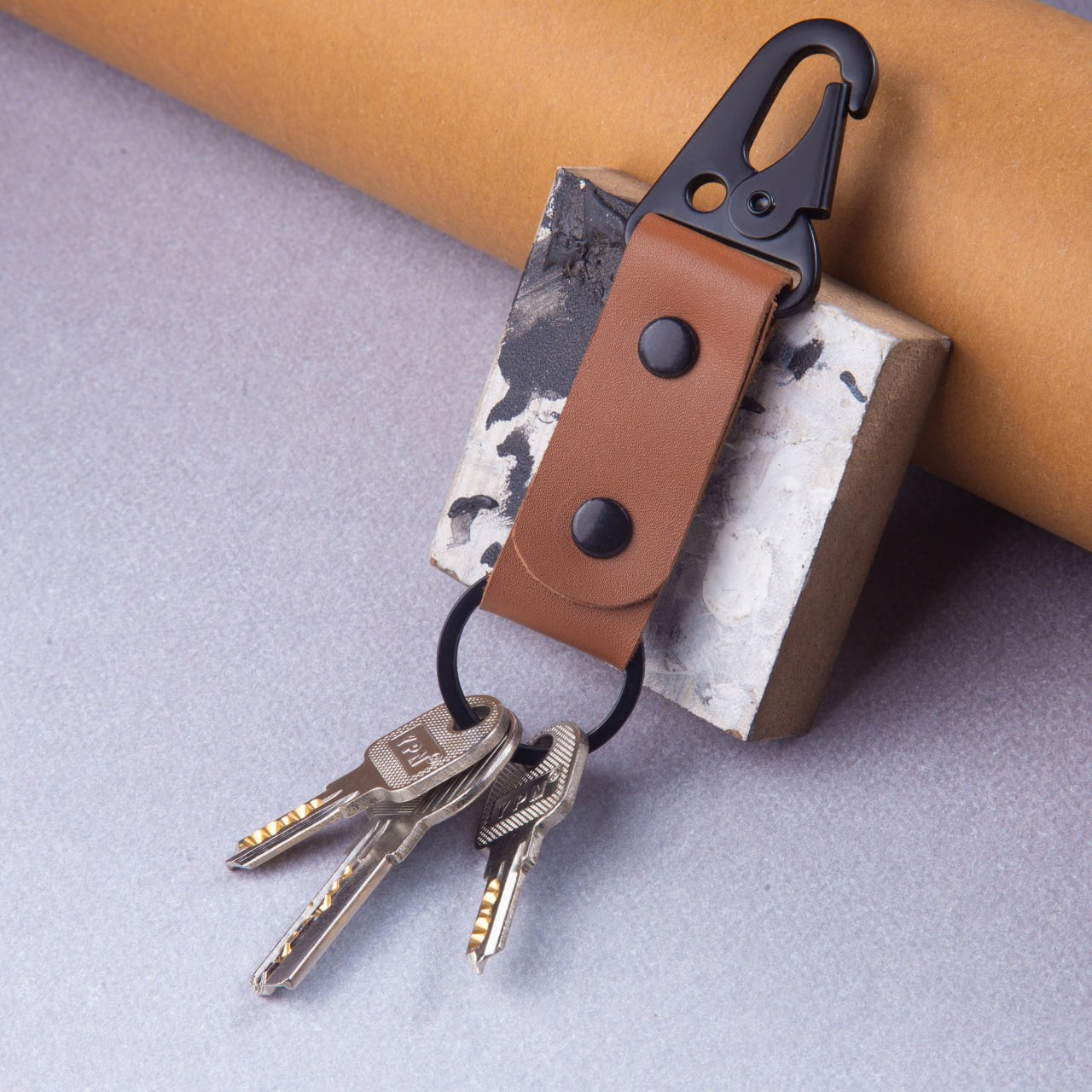 Tan Carabiner Key Chain