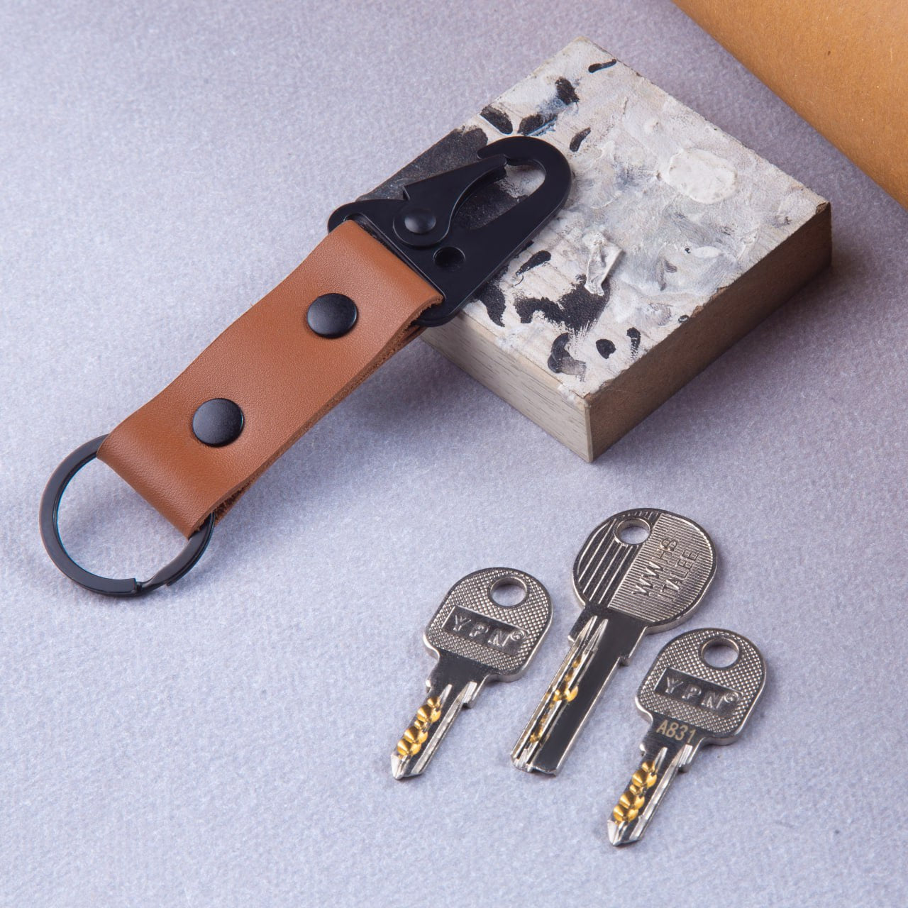 Tan Carabiner Key Chain